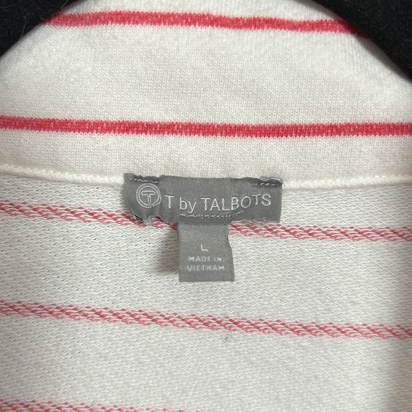 T By Talbots | 1/4 Zip Sweatshirt Pink Ombre Stripe Pullover Size Large - Picture 2 of 5